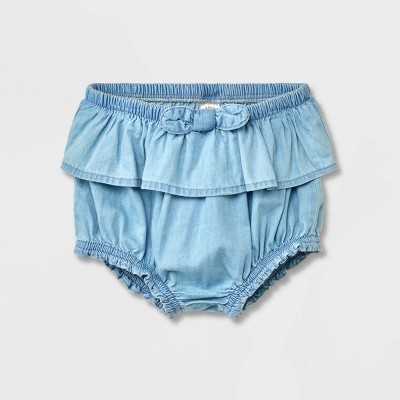 Image of Baby Girls' Denim Ruffle Shorts - Cat & Jack™ Light Wash 0-3M