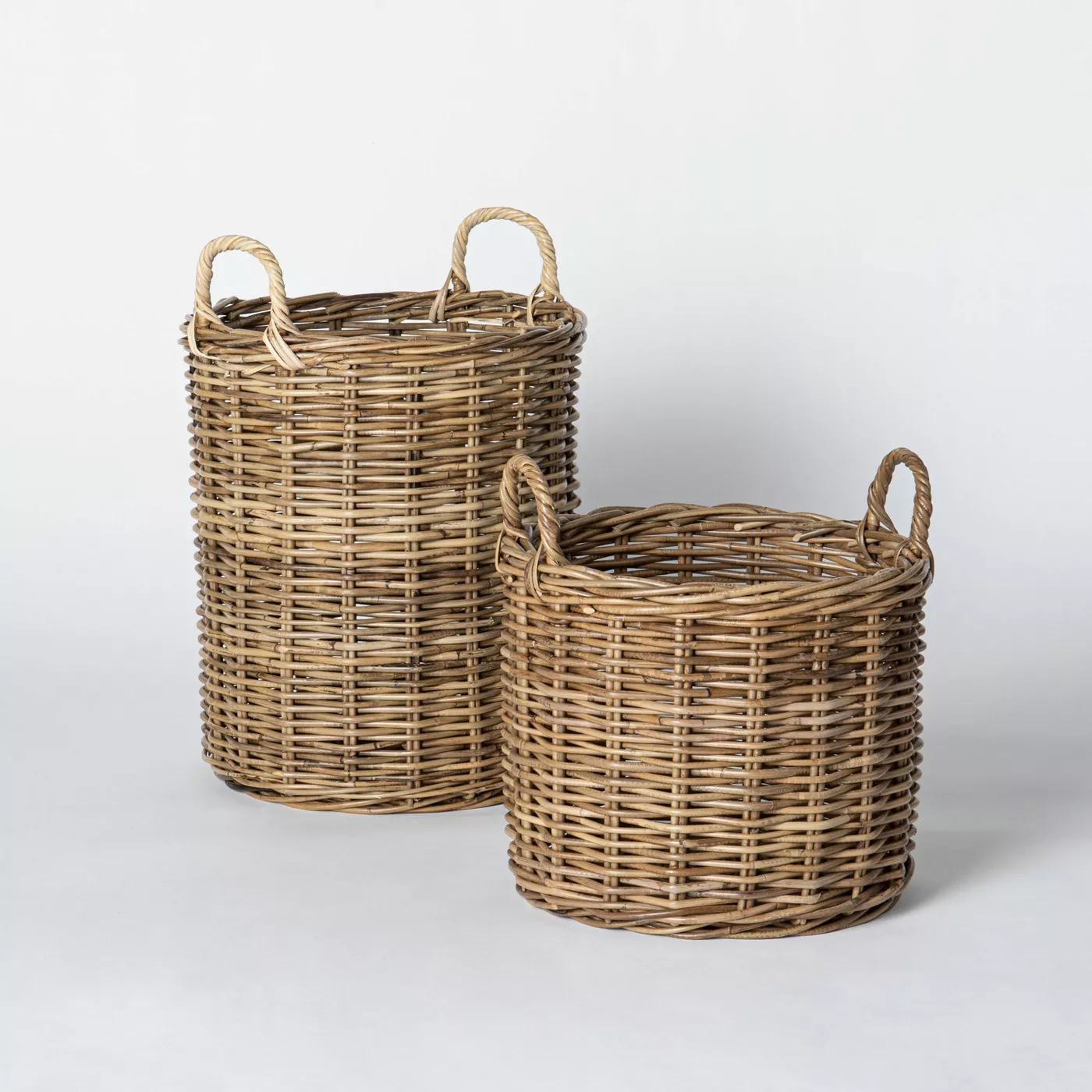 Decorative Round Rattan Basket Gray - Threshold™ designed with Studio McGee 