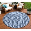 Blue And Ivory Geometric Washable Indoor Outdoor Area Rug - 2 of 4