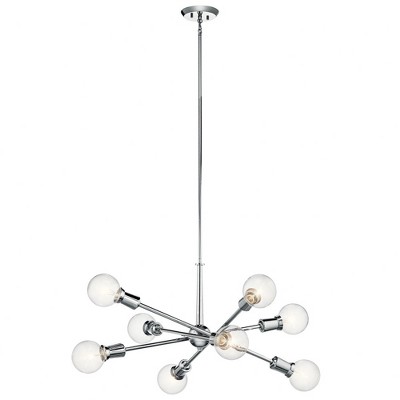 Modern Chrome Sputnik 30" Ceiling Chandelier with White Finish