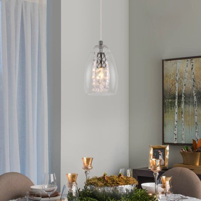 LLHZSY Modern 1-Light Linear Clear Glass Island Pendant Light for Dining Room-4 7/10"
