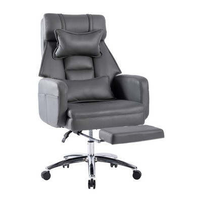 PDTEND High Back Swivel PU Leather Ergonomic Office Chair with Lumbar Support and Headrest (155° Recline)