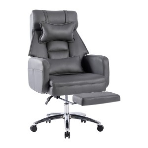 PDTEND High Back Swivel PU Leather Ergonomic Office Chair with Lumbar Support and Headrest (155° Recline) - 1 of 4