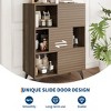 Mid-Century Modern 3-Tier Display Storage Cabinet with Doors Wooden Buffet Accent Cabinet Strong Legs for Living Room Dining Room Kitchen Hallway - 4 of 4