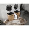 Vynxaria 60 in. Double Freestanding Glossy White Imitation Oak Plywood Bath Vanity with Black Ceramic Top KD-PACKING Ready to Assemble - 3 of 4