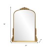 HomeRoots 34" Antiqued Gold Wood Baroque Arch Framed Accent Mirror - 3 of 4