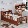 KWPZQEB Twin Size Bed Frame with Storage Headboard, Wood Bed Frame with 2 Drawers & Guardrails, Bed Frame for Kids, No Box Spring Needed - 2 of 4