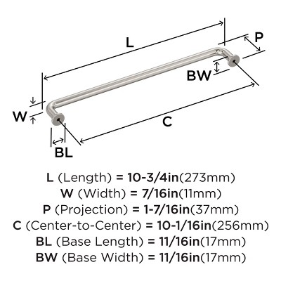 Satin Nickel 10-1/16 inch Modern Industrial Cabinet Pull