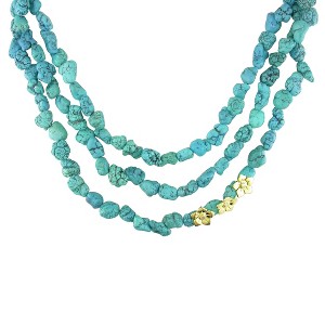 EVERLY JEWELRY | 475ct TGW Turquoise Necklace with Flowers Accents in Gold Tone - 18 in - 1 of 3