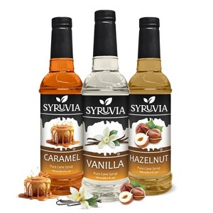 Syruvia Coffee Flavors Variety Pack: Vanilla, Caramel & Hazelnut 25.4 fl oz Syrup - 1 of 4