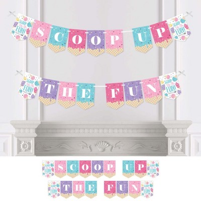 Big Dot of Happiness Scoop Up the Fun - Ice Cream - Sprinkles Party Bunting Banner - Party Decorations - Scoop Up the Fun
