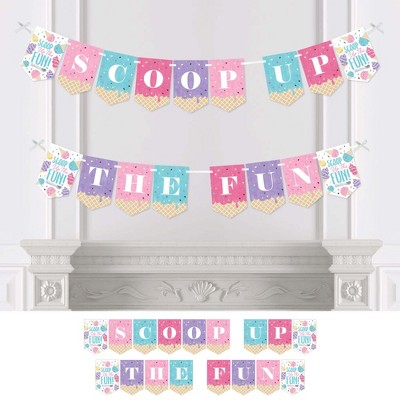 Big Dot of Happiness Scoop Up the Fun - Ice Cream - Sprinkles Party Bunting Banner - Party Decorations - Scoop Up the Fun