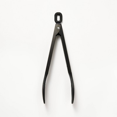 9" Stainless Steel Tongs with Silicone Head Black - Figmint™