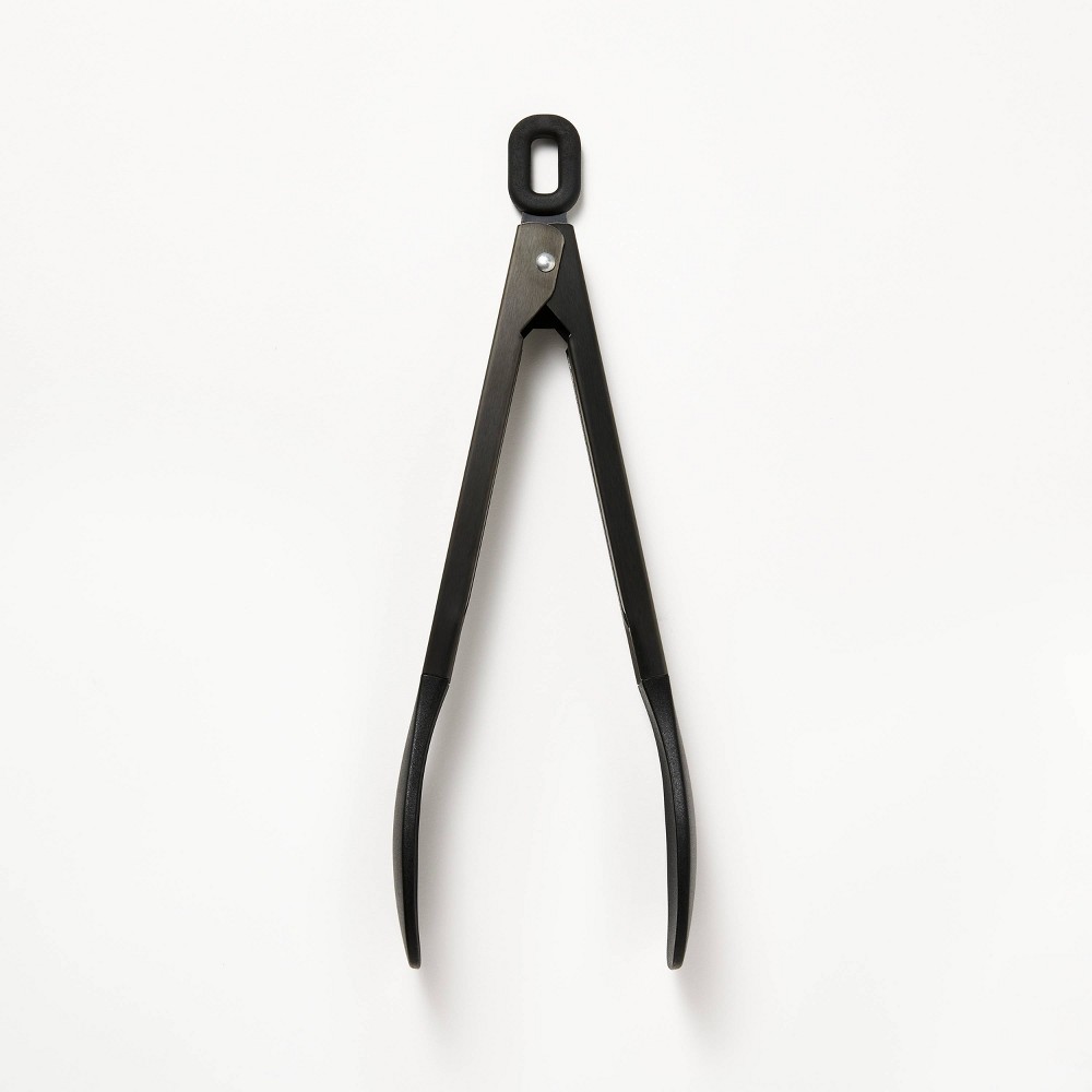 Photos - Other Accessories 9" Stainless Steel Tongs with Silicone Head Black - Figmint™