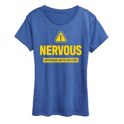 Women's Instant Message Nervous Short Sleeve Graphic T-Shirt - Heather Royal Blue - 3X