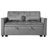 57'' Velvet 3-in-1 Pull Out Reclining Sofa Bed with Pillows, Solid Wood Frame, and Built-In Storage - 3 of 4