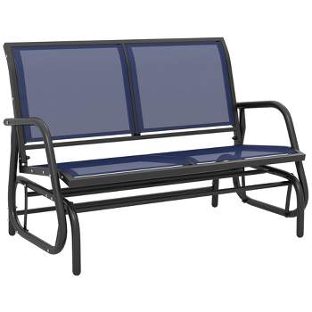 Outsunny 2-Person Outdoor Glider Bench, Patio Double Swing Rocking Chair Loveseat w/Powder Coated Steel Frame for Backyard Garden