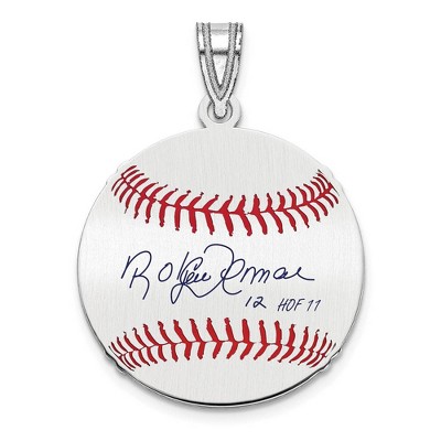Black Bow Jewelry Sterling Silver Roberto Alomar Signature SM Enamel Baseball Pendant