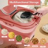 LunaLulinlk 20 lbs Dog Food Container with Spinning Wheels, 30 lbs Foldable Sealed Rice Bucket with Scoop and Measuring Cup (Pink) - 3 of 4