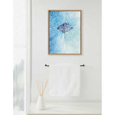Natural Coastal Stingray Print on Canvas with Polystyrene Frame