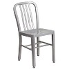 Emma and Oliver Commercial Grade 30" Round Metal Indoor-Outdoor Table Set & 2 Slat Back Chairs - 4 of 4