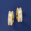 Ross-Simons 1.00 ct. t.w. Round and Baguette Diamond Hoop Earrings in 18kt Gold Over Sterling - 3 of 4