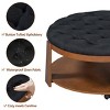 FONTOI Modern Large Round Ottoman Coffee Table 2-Tier Oversized Ottoman with Shelf Storage Coffee Table for Living Room Black, 36"* 36"*18" - 4 of 4