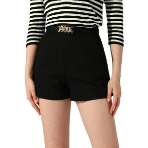 Allegra K Women's Elegant High Waist Zipper with Pockets Straight Leg Summer Shorts - 1 of 4
