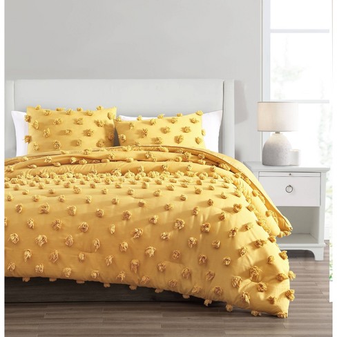 Daya Pom Comforter Sham Set Gold, Gold Twin Bedspread