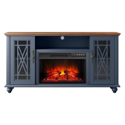 Festivo Farmhouse 62" TV Stand for TVs up to 70" with Fireplace Navy