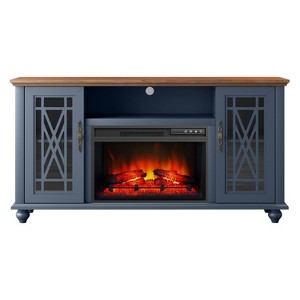 Festivo Farmhouse 62" TV Stand for TVs up to 70" with Fireplace Navy - 1 of 4