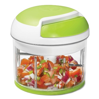Green and White Manual Pull Food Chopper with 3 Blades