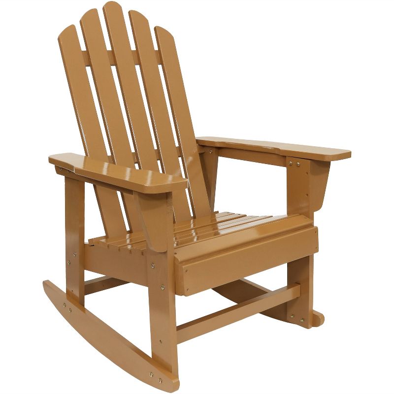 Sunnydaze Outdoor Natural Fir Wood with Cedar Finish Lounge Patio Adirondack Rocking Chair - Light Brown, 1 of 10