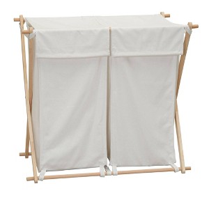 Household Essentials Wood X-Frame Double Sorter White: Removable Liner, 40 lb Capacity, Clothes Drying Rack - 1 of 4