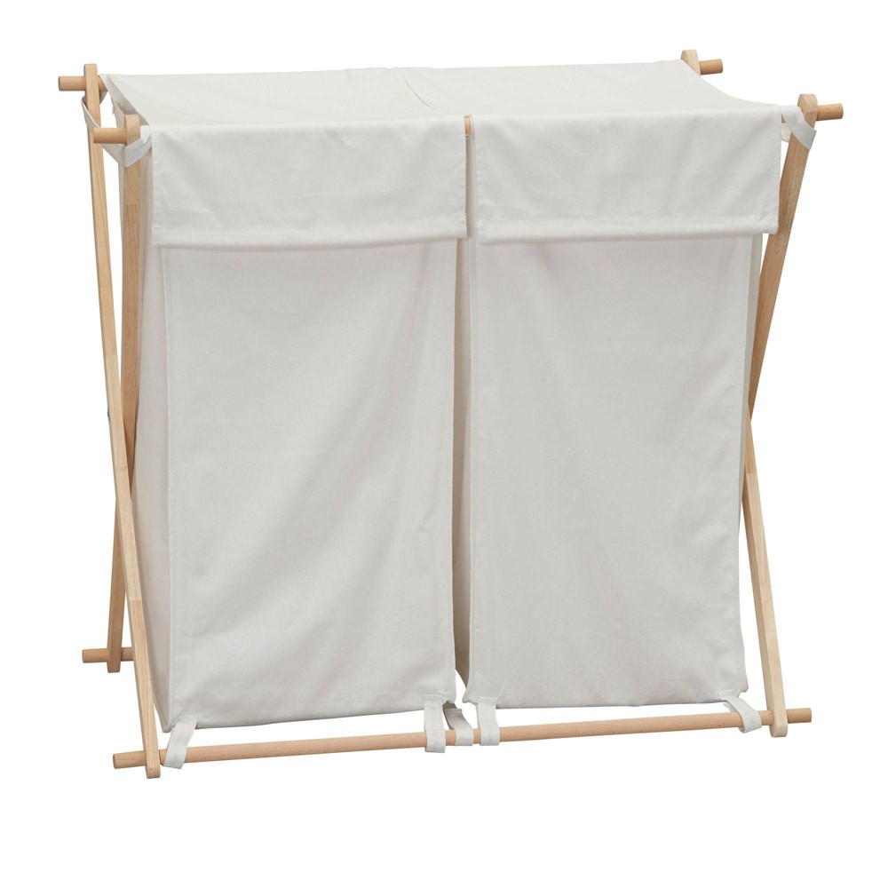 Photos - Laundry Basket / Hamper Household Essentials Wood X-Frame Double Sorter White
