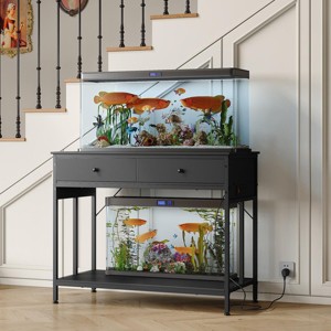 COZONY Fish Tank Stand with Power Outlet, 40-50 Gallon Metal Aquarium Table with Drawer, 660LBS - 1 of 4