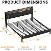 Furnulem King Bed Frame with Headboard and LED Light Upholstered Platform with Power Outlet and USB Port Bed with Metal Support and Footboard - 3 of 4