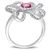 EVERLY JEWELRY |  Sterling Silver 1 1/10 CT TGW Pink Topaz and White Topaz Flower Cocktail Ring - 4 of 4