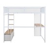 CAVINAS Full Size Loft Bed Modern Metal Bed Frame with Desk, 3 Linen Drawers, LED and Guardrail for Bedroom - 4 of 4