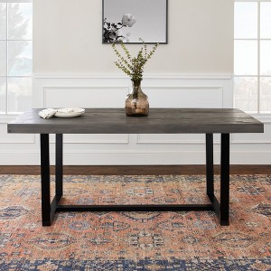NicBex 72/52Inch Rectangle Dining Table with Distressed Solid Wood Top and Metal Open Frame Kitchen Table,Gray - 1 of 4