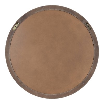 Rustic Brown 28" Round Wood Framed Wall Mirror