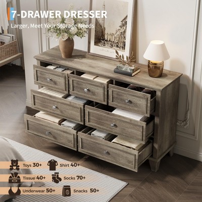 7-drawer dresser promo image showing multiple small drawers opened
