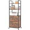 Vinsetto 2 Drawer File Cabinet w/ Key, Open Shelves, Mobile Filing Cabinet with Adjustable Hanging Bar for Letter, A4 & Legal Size Paper, Rustic Brown - 4 of 4