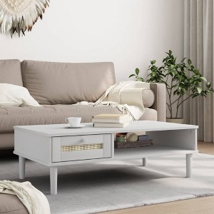 vidaXL Coffee Table White Solid pine wood Medium Coffee Table - 1 of 4