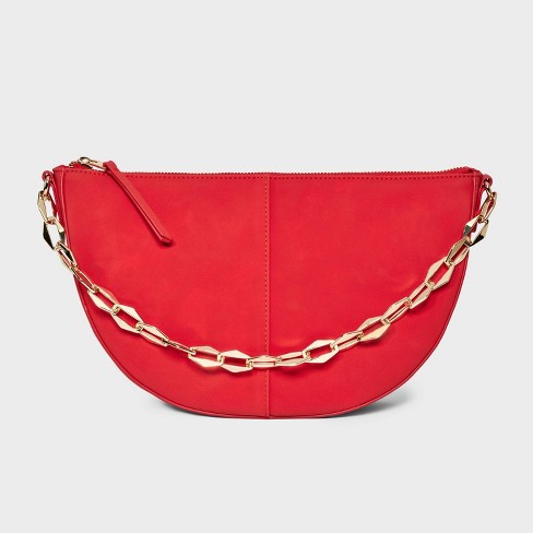 Slouched Half Moon Shoulder Bag Universal Thread Red