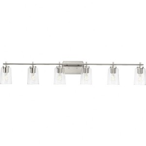 Progress Lighting Adley 6-Light Vanity Light, Brushed Nickel, Clear Glass Shades - 1 of 1