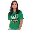 Funny Christmas Just Elfing Around Graphic T Shirt Men or Women Brisco Brands - 4 of 4