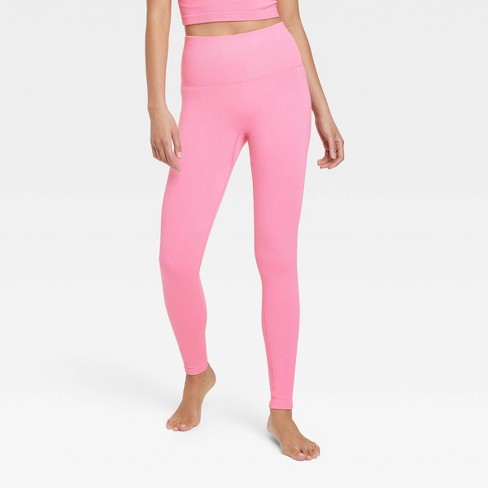 Women's Seamless High-Rise Rib Leggings - All In Motion™ Pink XL