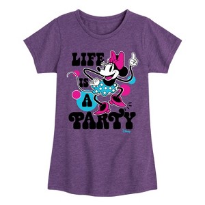 Girls' - Disney - Minnie Mouse Life Is A Party Fitted Short Sleeve Graphic T-Shirt - 1 of 4