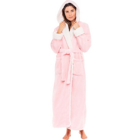 Adr Women's Warm Winter Robe, Plush Fleece Full Length Long Hooded ...